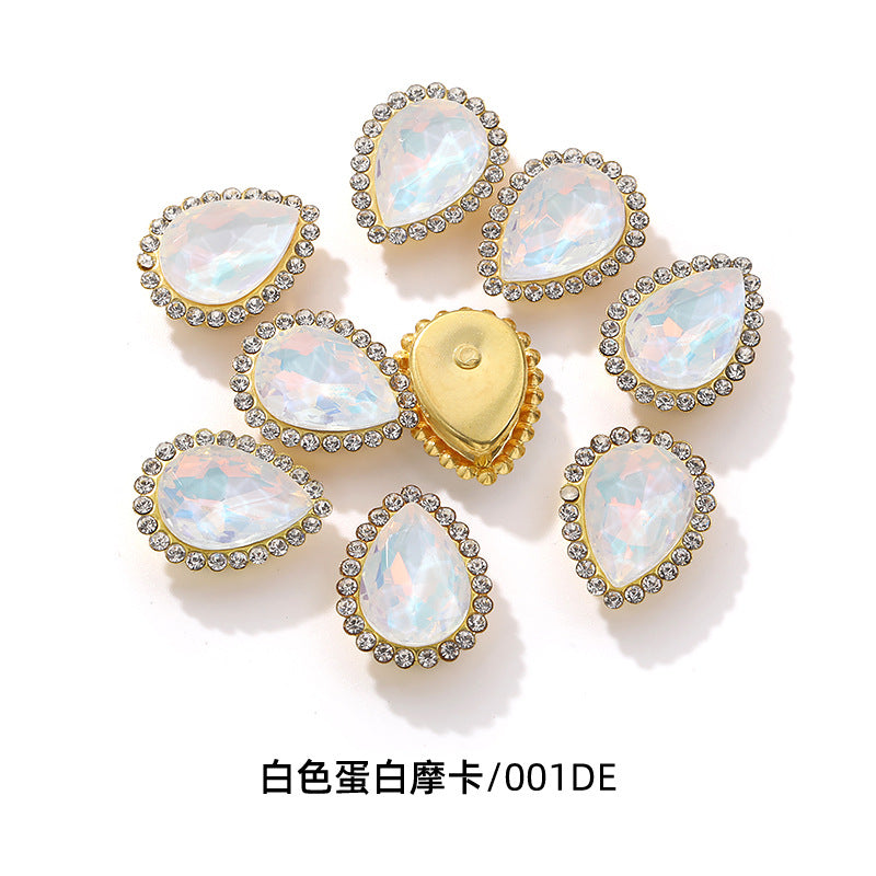Double-layer waterdrop sunflower flower flower plate diamond buckle, hand-stitched rhinestone, thickened gold holder, glass diamond, clothing, shoes, bags, DIY accessories