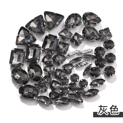 Mixed Four-Corner Claw Rhinestones - Silver Crystal Glass Hand-Sewn Wedding Dress Accessories 50pcs