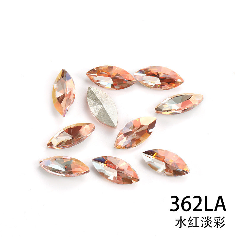 Horse eye crystal diamond, diamond-shaped coated light color glass rhinestone, DIY nail art accessories, irregular pointed and base diamond influencer