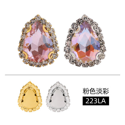 Waterdrop edge claw claw diamond light color crystal buckle thickened sole support, manual perforation, hand-stitched diamond shoes, hats, clothing, and accessories