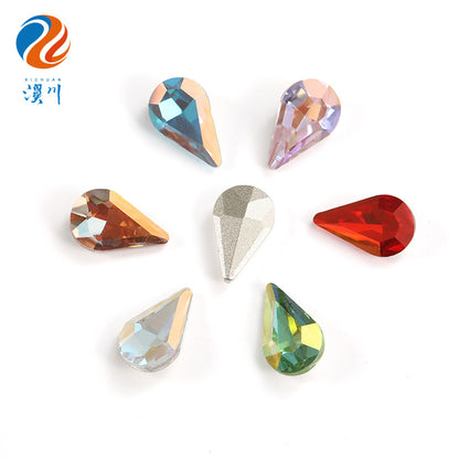 Brand new light color series 8*13 waterdrop glass rhinestones, pointed bottom DIY phone case, nail art diamond stacking materials, accessories