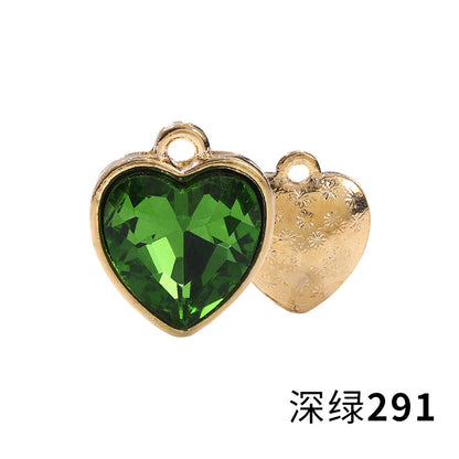 Xichuan zinc alloy peach heart crystal gold base single hanging heart-shaped glass diamond DIY jewelry earrings with diamonds pendant batch