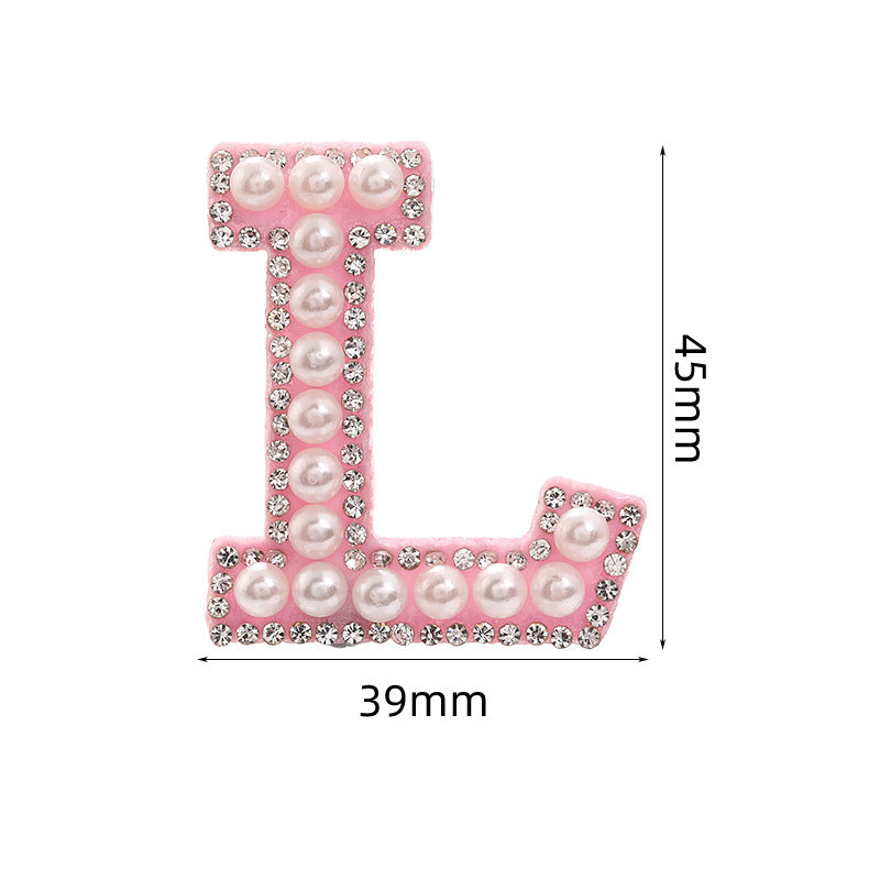 Hot Heat Patch Stickers with 26 English Letters DIY Accessories Clothing Accessories White Diamond Pink Nonwoven Fabric Stickers