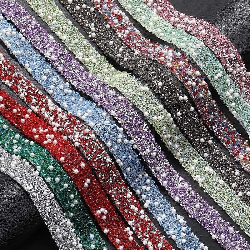 Cross-border hot product: 1.2cm wide resin diamond with rhinestone tape, double-sided tape, for clothing, bags, shoe materials, and accessories, adhesive after peeling off
