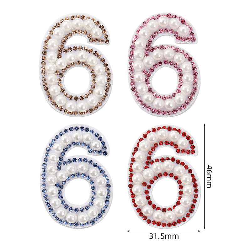 Wholesale 0-9 Pearl Nonwoven Fabric Colorful Digital Stickers with Adhesive Number Stickers DIY Creative Clothing and Bag Decorations