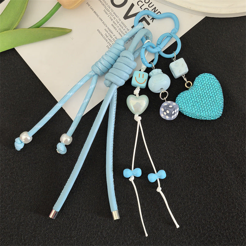 Cross-border hot selling full diamond peach heart keychain pendant backpack pendant accessories car key pendant fashion accessories