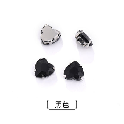 Heart Crystal Claw Rhinestones with Holes - Glass Hand-Sewn Wedding Dress Event Accessories