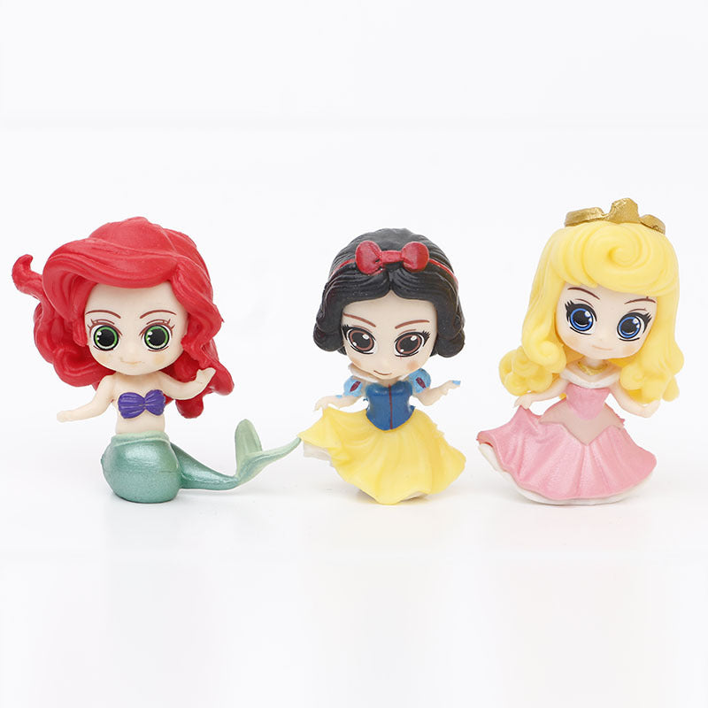 Cross-border 7 Q version princess figurines Snow White Mermaid Mulan Cinderella toy doll model ornaments