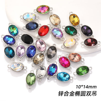 Oval 10*14mm double hanging zinc alloy silver chain headband pendant clothing DIY accessories hairpin headband hanging