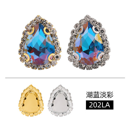 Waterdrop edge claw claw diamond light color crystal buckle thickened sole support, manual perforation, hand-stitched diamond shoes, hats, clothing, and accessories