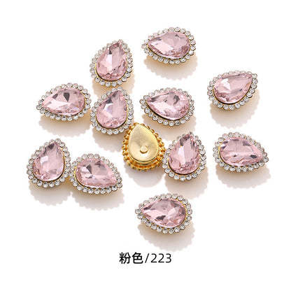 Double-layer waterdrop sunflower flower flower plate diamond buckle, hand-stitched rhinestone, thickened gold holder, glass diamond, clothing, shoes, bags, DIY accessories
