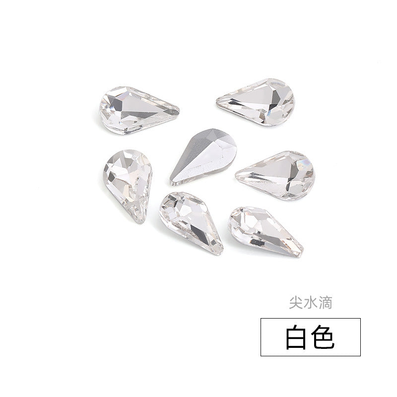 Long Drop Teardrop Diamond Rhinestones - Silver Crystal Luggage Jewelry Nail Art Clothing Hair Accessories