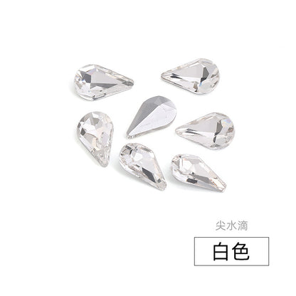 Long Drop Teardrop Diamond Rhinestones - Silver Crystal Luggage Jewelry Nail Art Clothing Hair Accessories