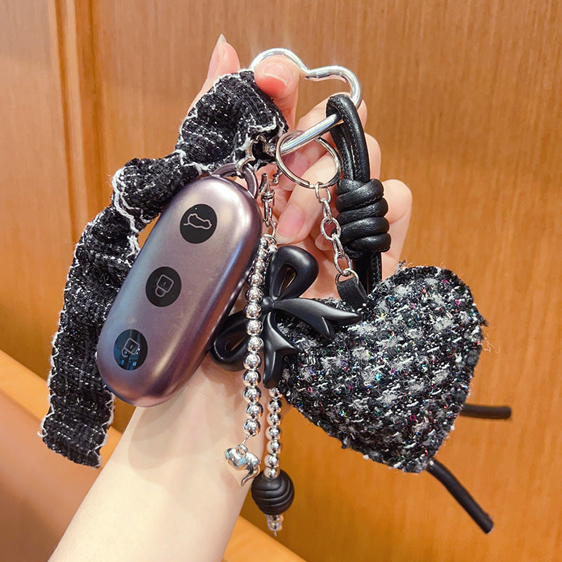 Original handmade DIY small fragrance style love keychain pendant miu series bow bag bracelet keychain pendant