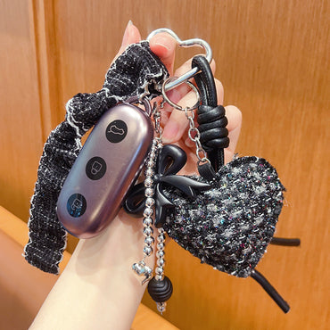 Original handmade DIY small fragrance style love keychain pendant miu series bow bag bracelet keychain pendant