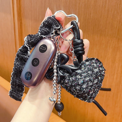 Original handmade DIY small fragrance style love keychain pendant miu series bow bag bracelet keychain pendant