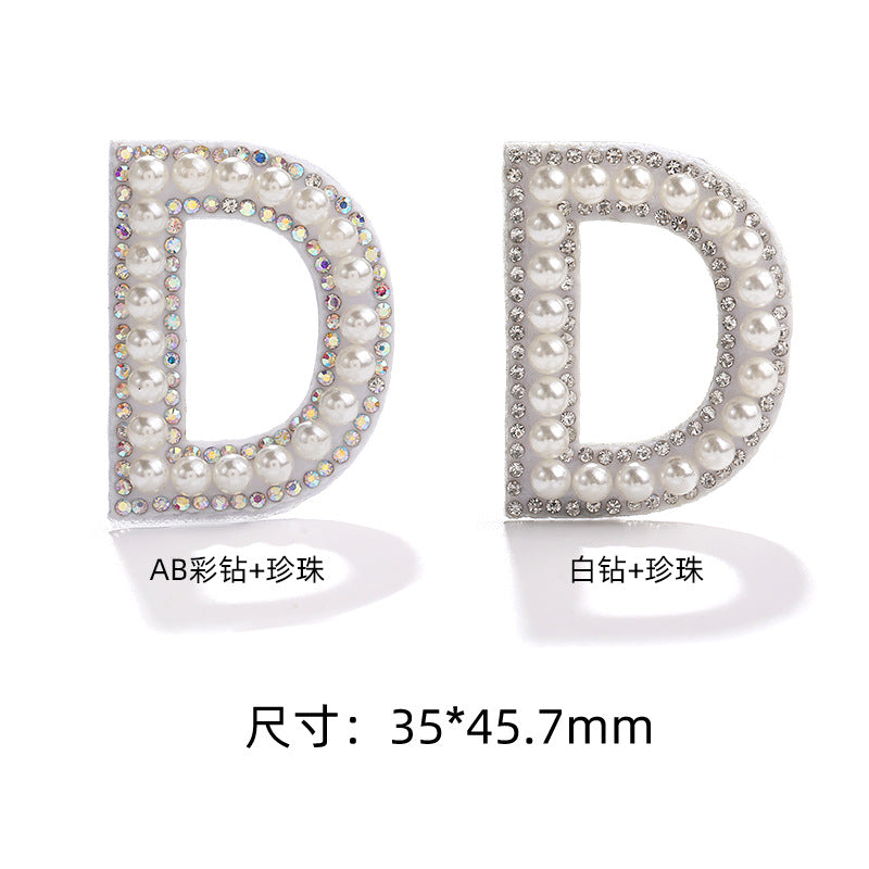 English Letter Hot Patch Stickers - 26 Letters White Imitation Pearl DIY Clothing Accessories