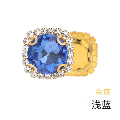 Gemstone flower edge claw drill with perforated holes, hand-sewn diamond, thickened gold base for clothing decoration accessories, gemstone flower crystal buckle