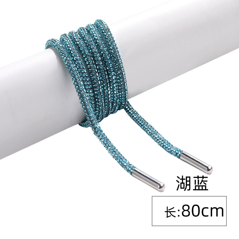 Crystal cord, drill rope, full diamond, ultra-glitter round soft tube, 6-row drill rope, coat strap, hat strap, shoelace, bag and pants strap, DIY accessory for accessories