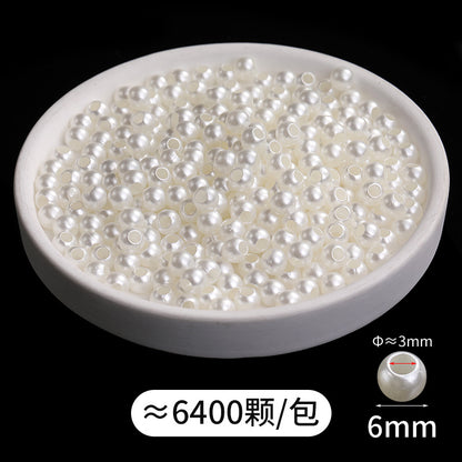 6-16mm through-hole pearls, large holes, imitation pearls, loose pearls, straight holes, hand-perforated rubber bands, beige pearl jewelry wholesale