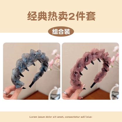 Elegant mesh high crown headband for women, new face-washing special toothed headband for daily wear, pressed hairpin headwear