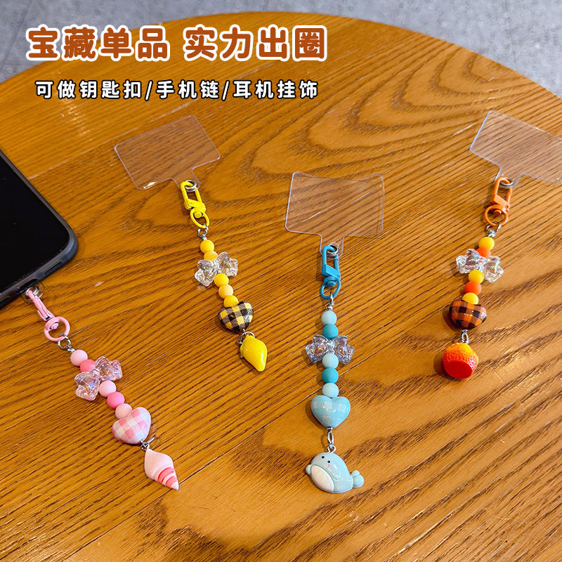 Creative DIY bow beaded mobile phone chain keychain pendant couple miu series bag keychain pendant wholesale