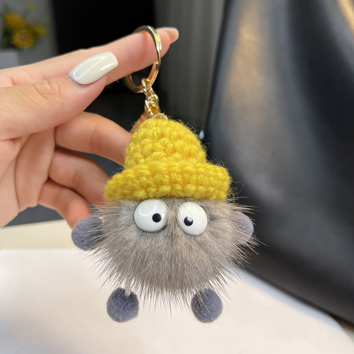 Imitation mink fur small briquette plush pendant, car keychain pendant, trinket, plush bag pendant, school bag pendant