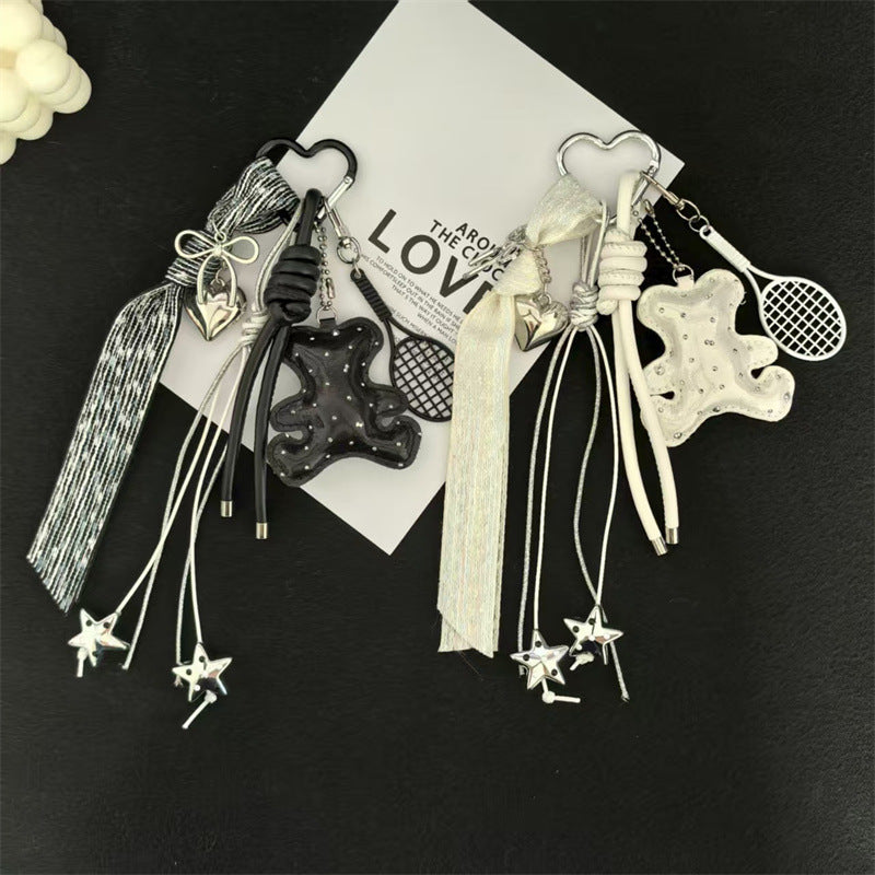 Three-dimensional cartoon three-dimensional leather giraffe pattern bear keychain bag pendant