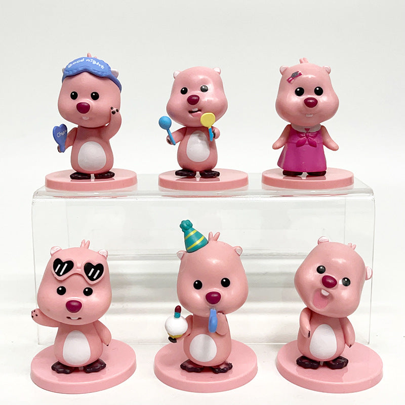 Tilt head Ruby 6 models little beaver figure blind box cute toy doll car cake ornament gacha claw machine