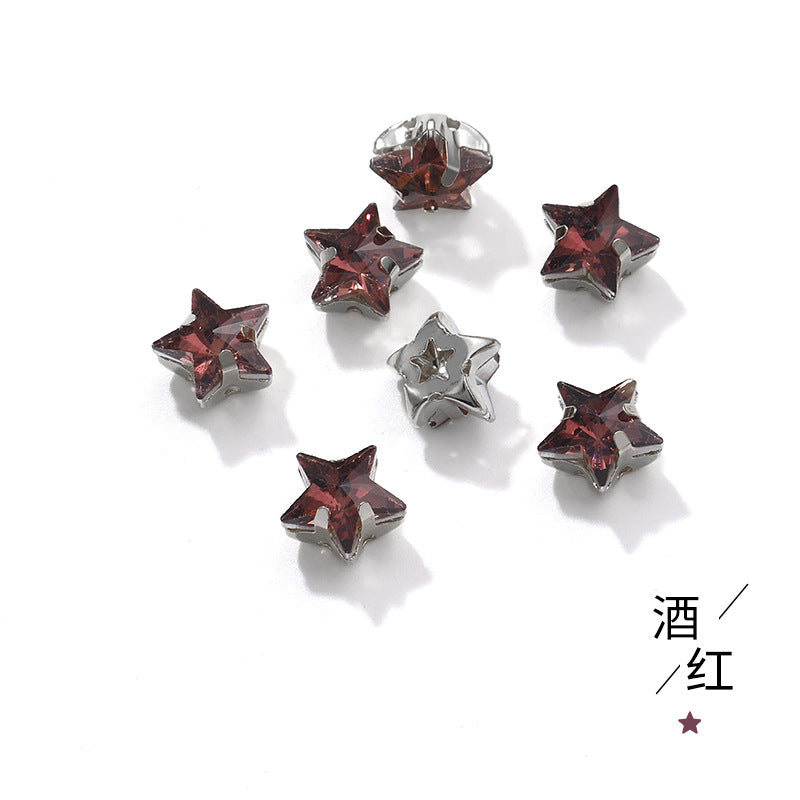 Best-selling 10mm five-pointed star stainless steel claw drill, ultra-glitter five-pointed star nail art clothing DIY accessory glass diamond
