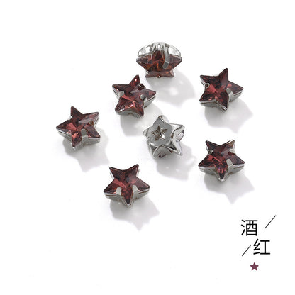 Best-selling 10mm five-pointed star stainless steel claw drill, ultra-glitter five-pointed star nail art clothing DIY accessory glass diamond