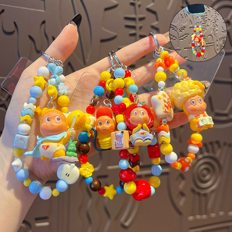 DIY small-nosed star man beaded phone chain pendant, women's bag, doll key chain, small drop doll charm