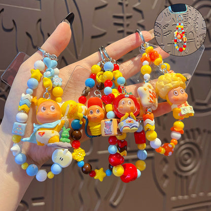 DIY small-nosed star man beaded phone chain pendant, women's bag, doll key chain, small drop doll charm