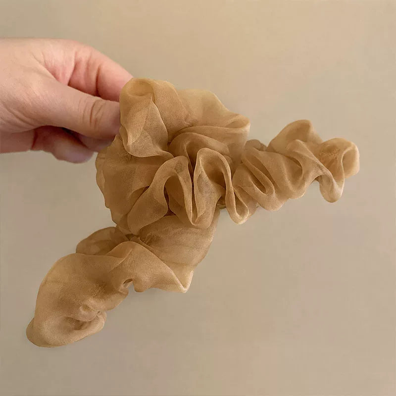 Korean Style Super Fairy Pleated Mesh Claw Clip for Women, 2026 New Large Shark Hair Clip at the Back of the Head, Updo Hair Clip