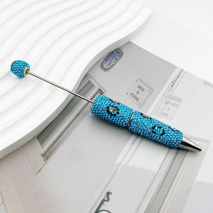 Leopard print full diamond ballpoint pen creative DIY beading pure handmade diamond set ballpoint pen advertising gift pen spot wholesale