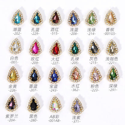 Pointed waterdrop claw rhinestone edge 4-hole hand-stitched rhinestone DIY headwear accessory clothing flash rhinestone accessory pointed waterdrop crystal buckle