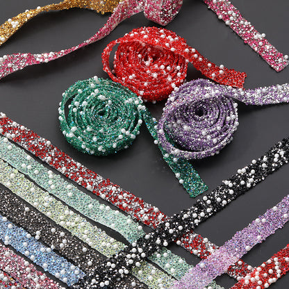 Cross-border hot product: 1.2cm wide resin diamond with rhinestone tape, double-sided tape, for clothing, bags, shoe materials, and accessories, adhesive after peeling off