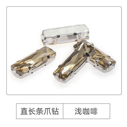 Xichuan Straight Long Claw Rhinestone Glass Hand-Stitched Diamond DIY Accessories Shoe Bag Handmade Materials White K with Claw Diamond