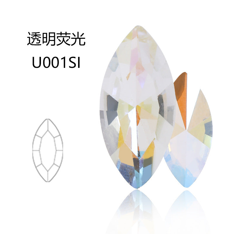 Cross-border Internet celebrity K9 diamond-shaped diamond pointed bottom, special-shaped marquise crystal diamond earrings, necklace accessories, nail art, sparkling diamonds