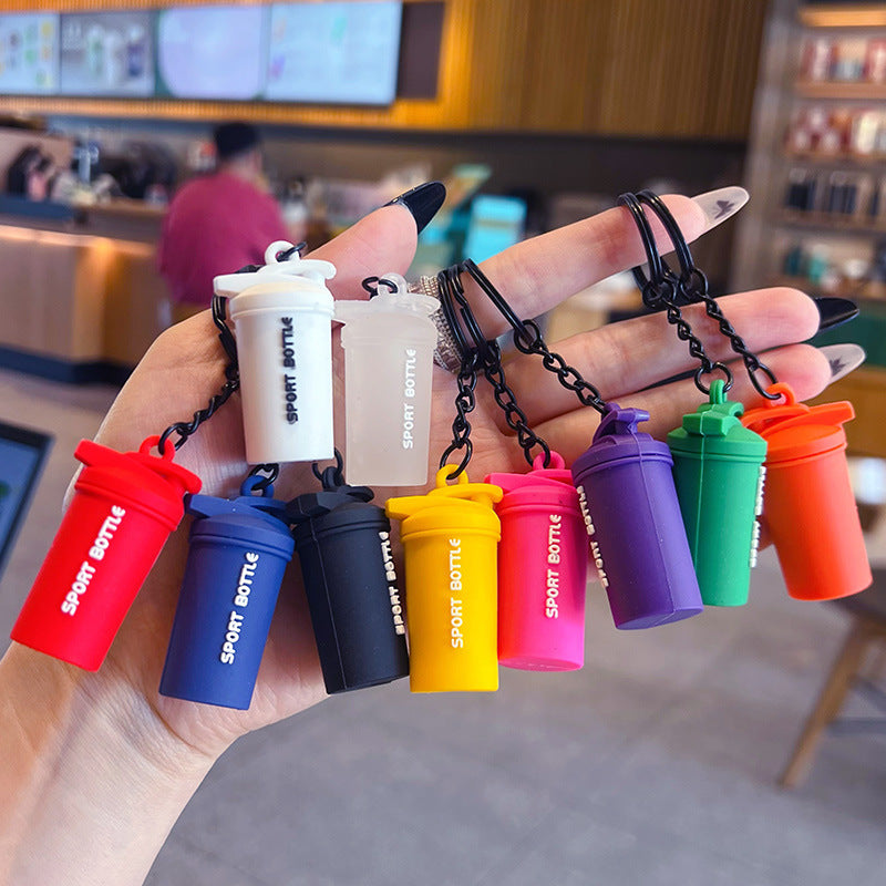 Creative sports fitness mini water bottle key chain school bag small pendant car key chain bag pendant small gift
