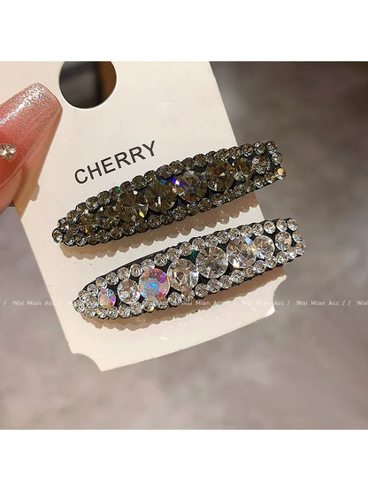 2026 New High-End Light Luxury Rhinestone Duckbill Clip for Women, Exquisite Full Diamond Bangs Side Clip, Forehead Hair Clip
