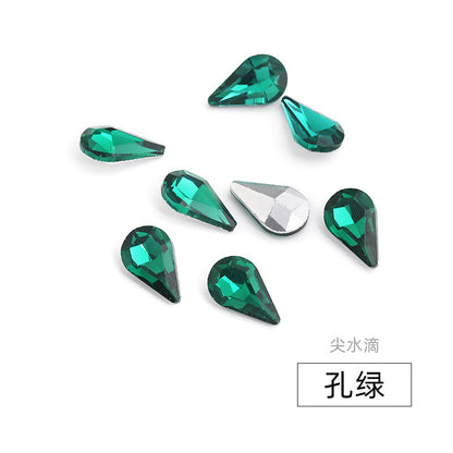 Long Drop Teardrop Diamond Rhinestones - Silver Crystal Luggage Jewelry Nail Art Clothing Hair Accessories