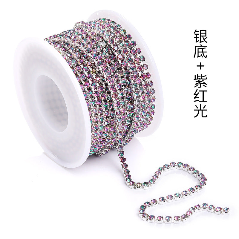 Cross-border explosive SS12 electrophoretic rhinestone claw chain, colorful diamond chain, intensive mobile phone case, luggage, clothing, accessories, diamond chain