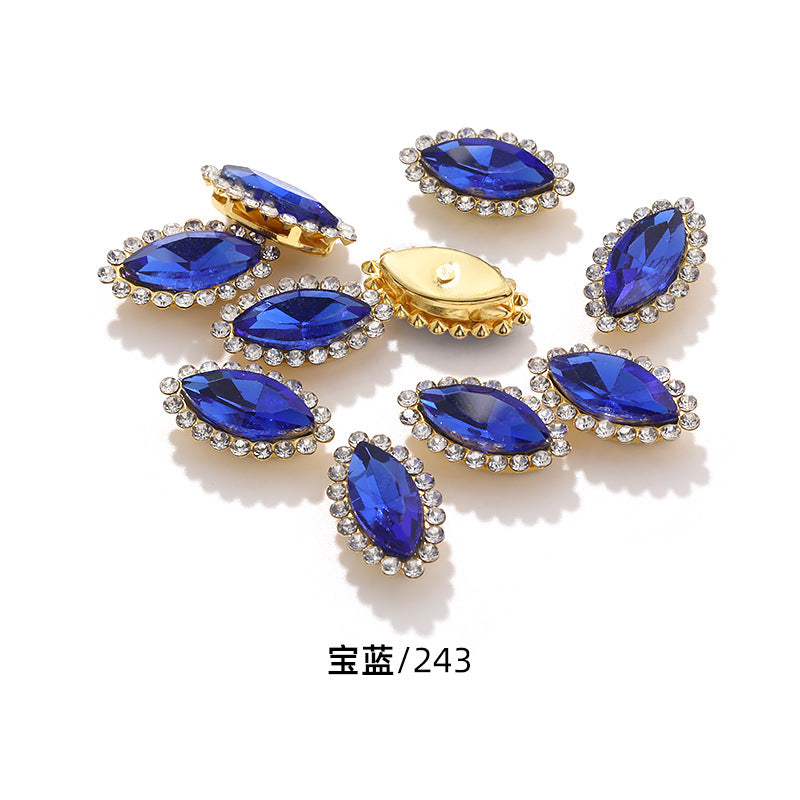 Horse Eye Sunflower Double-layer Hand-Stitched Diamond Shaped Edge Glass Diamond Clothing Bag DIY Accessories Manufacturer Wholesale