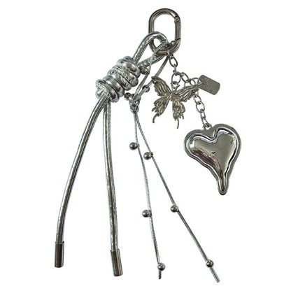 MIU series high-end pendant silver love keychain butterfly festival bag pendant braided rope accessories