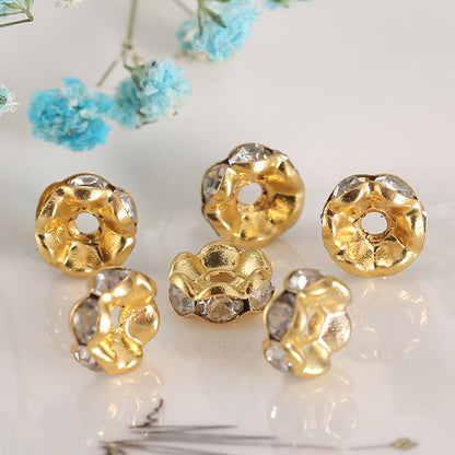 Handmade accessories diamond ring bead separator color bracelet diamond encrusted spacer wheel rim 6 8 10 12mm DIY jewelry accessories