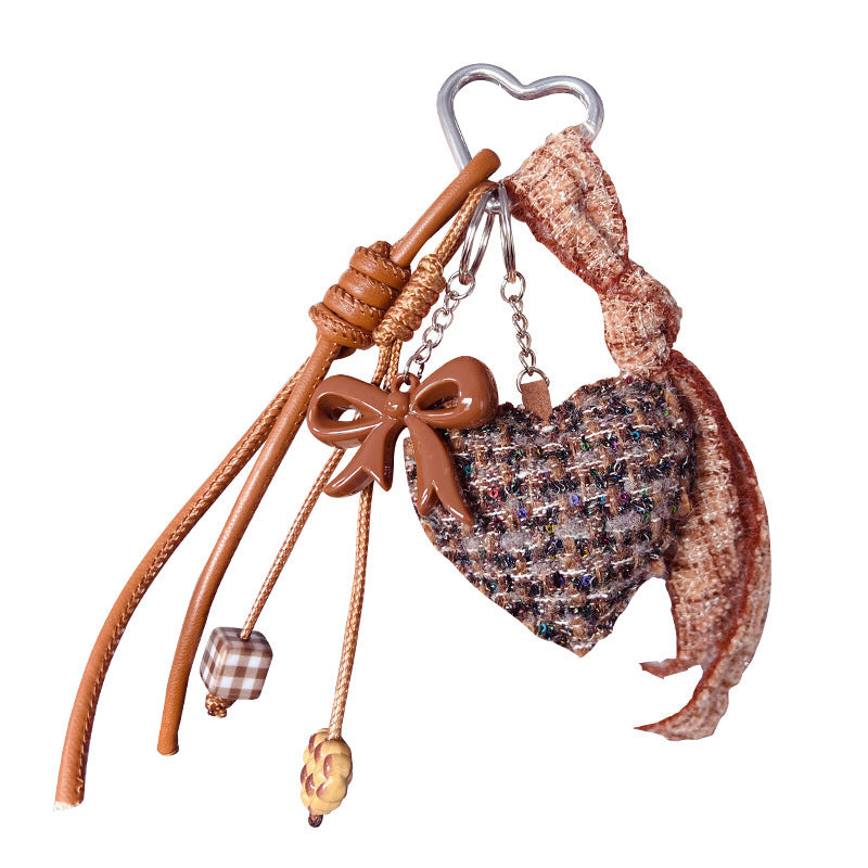 Original handmade DIY small fragrance style love keychain pendant miu series bow bag bracelet keychain pendant
