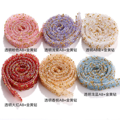 New colorful diamond strip, 1.2cm peel-off, instant adhesive gold resin diamond double-sided tape DIY shoe, bag, headband, accessories
