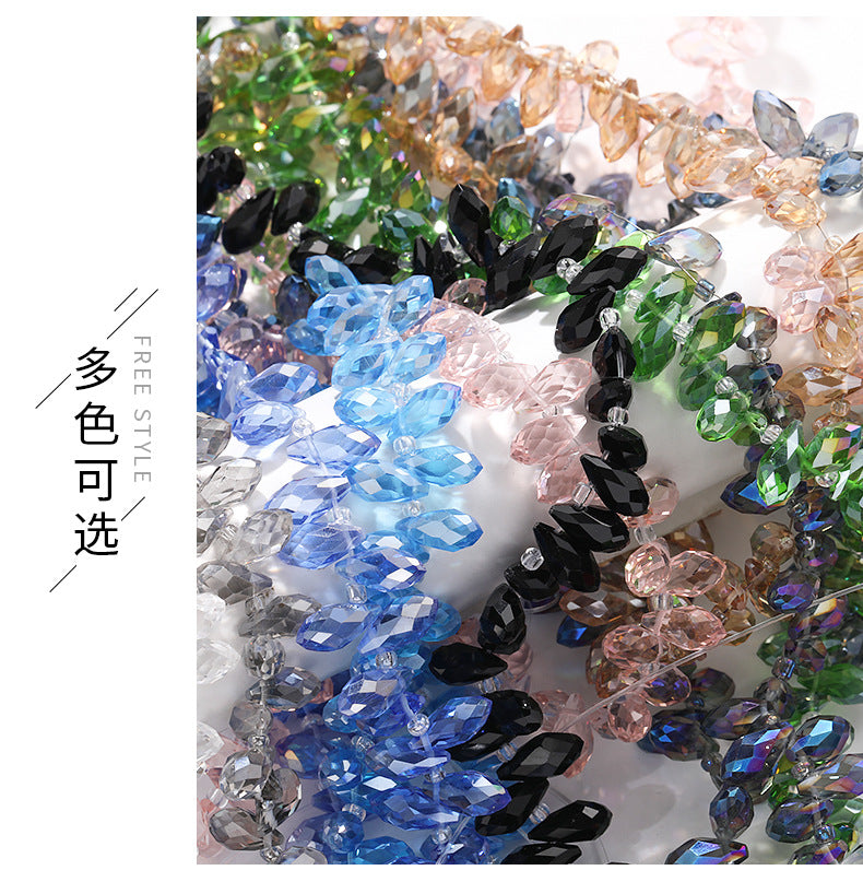 Water Drop Crystal Glass Beads - 6x12mm Horizontal Hole Multi-Color Beaded Curtain Clothing DIY