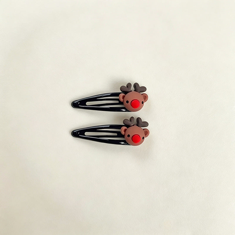 Christmas BB clip hairpin cartoon cute Santa hairpin red BB clip girl side clip bangs clip hair accessories